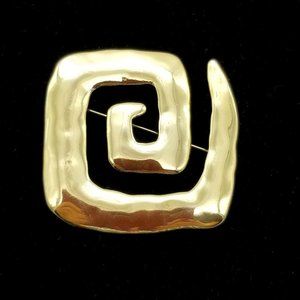 Vintage Gold Tone  Modernist Abstract Brooch Pin, Large